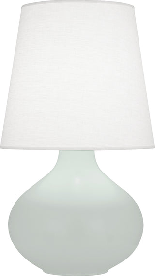 Buy matte-celadon-glazed-ceramic-with-oyster-linen-shade-glass-and-white-shade June Table Lamp by Robert Abbey