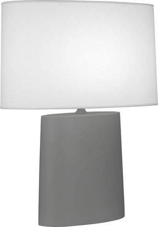 Buy matte-ash-glazed-ceramic-with-oval-ascot-white-fabric-shade-glass-and-white-shade Victor Table Lamp by Robert Abbey