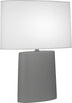 Matte Ash Glazed Ceramic with Oval Ascot White Fabric Shade Glass and White Shade