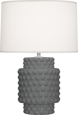 Buy matte-ash-glazed-textured-ceramic-with-fondine-fabric-shade-glass-and-white-shade Dolly Lamp by Robert Abbey