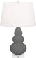 Matte Ash Glazed Ceramic w/Lucite with Pearl Dupioni Fabric Shade Glass and White Shade