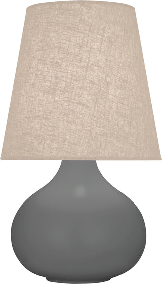 Buy matte-ash-glazed-ceramic-with-buff-linen-shade-glass-and-amber-brown-shade June Lamp by Robert Abbey