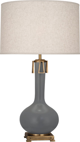 Buy matte-ash-glazed-ceramic-w-aged-brass Athena Table Lamp by Robert Abbey