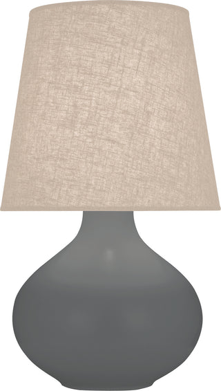 Buy matte-ash-glazed-ceramic-with-buff-linen-shade-glass-and-amber-brown-shade June Table Lamp by Robert Abbey