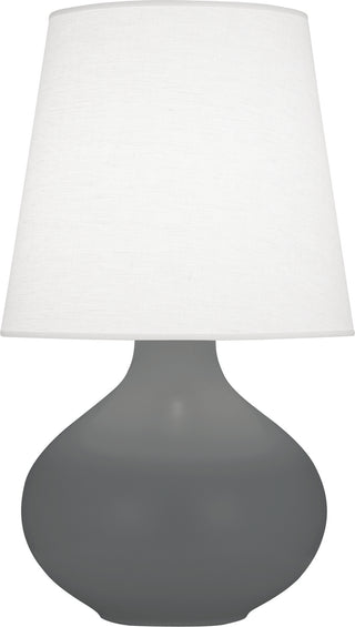Buy matte-ash-glazed-ceramic-with-oyster-linen-shade-glass-and-white-shade June Table Lamp by Robert Abbey