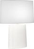 Matte Lily Glazed Ceramic with Oval Ascot White Fabric Shade Glass and White Shade
