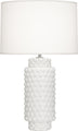 Matte Lily Glazed Textured Ceramic with Fondine Fabric Shade Glass and White Shade