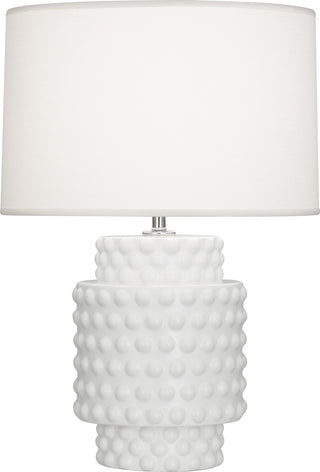 Buy matte-lily-glazed-textured-ceramic-with-fondine-fabric-shade-glass-and-white-shade Dolly Lamp by Robert Abbey