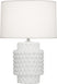 Matte Lily Glazed Textured Ceramic with Fondine Fabric Shade Glass and White Shade