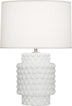 Matte Lily Glazed Textured Ceramic with Fondine Fabric Shade Glass and White Shade