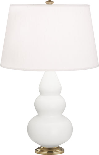 Buy matte-lily-glazed-ceramic-w-antique-natural-brassed Small Triple Gourd Lamp by Robert Abbey