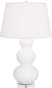 Matte Lily Glazed Ceramic w/Lucite with Pearl Dupioni Fabric Shade Glass and White Shade