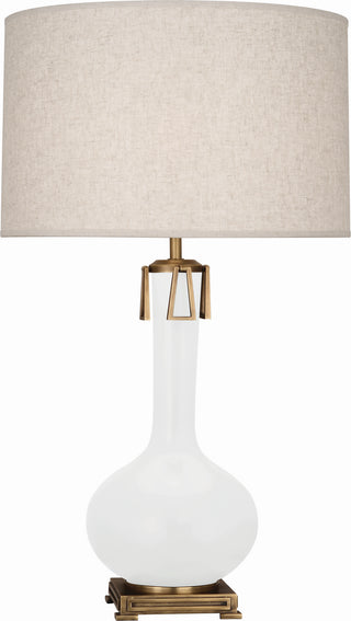 Buy matte-lily-glazed-ceramic-w-aged-brass Athena Table Lamp by Robert Abbey