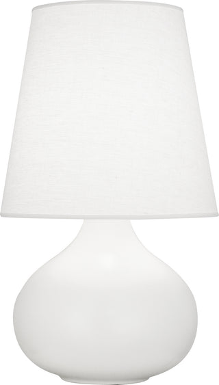 Buy matte-lily-glazed-ceramic-with-oyster-linen-shade-glass-and-white-shade June Table Lamp by Robert Abbey