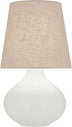 Matte Lily Glazed Ceramic with Buff Linen Shade Glass and Amber/Brown Shade
