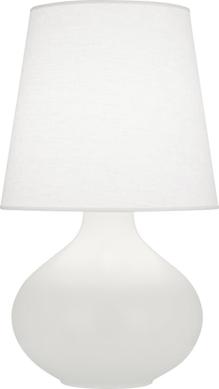 Buy matte-lily-glazed-ceramic-with-oyster-linen-shade-glass-and-white-shade June Table Lamp by Robert Abbey