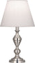 POLISHED NICKEL with Pearl Dupioni Fabric Shade Glass and White Shade