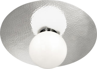 Buy polished-nickel-w-white-glass-shade-and-white-shade Dal Flush Mount Light by Robert Abbey