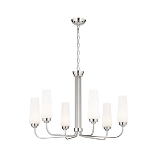 Buy polished-nickel-with-opal-glass-and-white-shade Truby Chandelier by Kichler