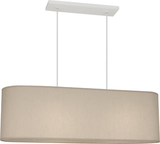 Buy painted-white-with-bone-dupioni-fabric-shade-with-fabric-diffuser-glass-and-amber-brown-shade Elena Pendant by Robert Abbey