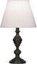 DEEP PATINA BRONZE with Pearl Dupioni Fabric Shade Glass and White Shade
