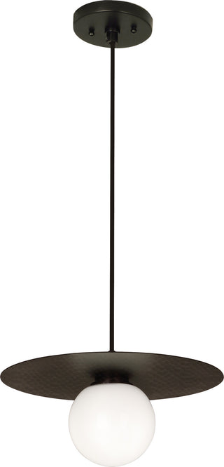 Buy deep-patina-bronze-w-white-glass-shade Dal Pendant by Robert Abbey