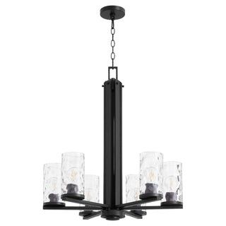 Buy matte-black-with-clear-hammered-glass-and-clear-shade Steinway Outdoor (Damp) Chandelier by Quorum