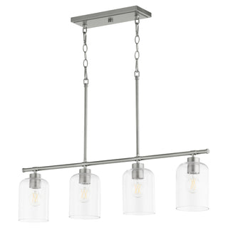 Buy satin-nickel-with-clear-glass-and-clear-shade Tribute Outdoor (Damp) Chandelier by Quorum