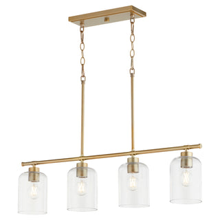 Buy aged-brass-with-clear-glass-and-clear-shade Tribute Outdoor (Damp) Chandelier by Quorum