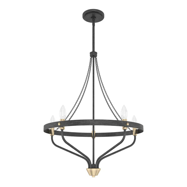 Five Light Chandelier from the Merlin Collection in Rustic Iron Finish by Hunter