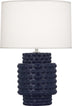 Matte Midnight Blue Glazed Textured Ceramic with Fondine Fabric Shade Glass and White Shade
