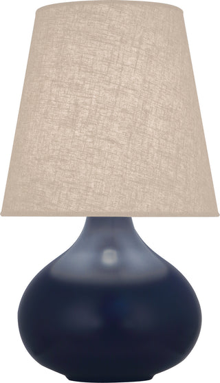 Buy matte-midnight-blue-glazed-ceramic-with-buff-linen-shade-glass-and-amber-brown-shade June Lamp by Robert Abbey