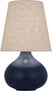 Matte Midnight Blue Glazed Ceramic with Buff Linen Shade Glass and Amber/Brown Shade