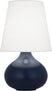 Matte Midnight Blue Glazed Ceramic with Oyster Linen Shade Glass and White Shade