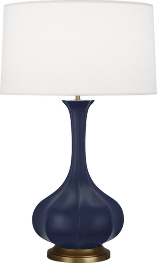 Buy matte-midnight-blue-glazed-ceramic-w-aged-brass Pike Table Lamp by Robert Abbey