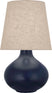 Matte Midnight Blue Glazed Ceramic with Buff Linen Shade Glass and Amber/Brown Shade