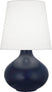 Matte Midnight Blue Glazed Ceramic with Oyster Linen Shade Glass and White Shade