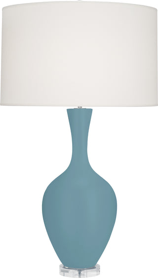 Buy matte-steel-blue-glazed-ceramic Audrey Table Lamp by Robert Abbey