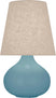 Matte Steel Blue Glazed Ceramic with Buff Linen Shade Glass and Amber/Brown Shade