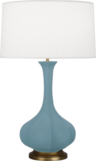 Buy matte-steel-blue-glazed-ceramic-w-aged-brass Pike Table Lamp by Robert Abbey
