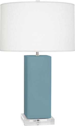 Buy matte-steel-blue-glazed-ceramic Harvey Table Lamp by Robert Abbey