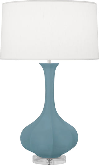 Buy matte-steel-blue-glazed-ceramic-w-lucite Pike Table Lamp by Robert Abbey