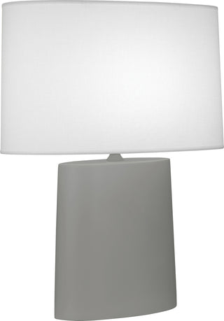 Buy matte-smokey-taupe-glazed-ceramic-with-oval-ascot-white-fabric-shade-glass-and-white-shade Victor Table Lamp by Robert Abbey