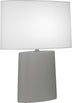 Matte Smokey Taupe Glazed Ceramic with Oval Ascot White Fabric Shade Glass and White Shade