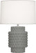 Matte Smoky Taupe Glazed Textured Ceramic with Fondine Fabric Shade Glass and White Shade