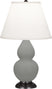 Matte Smokey Taupe Glazed Ceramic w/Bronzeed with Pearl Dupioni Fabric Shade Glass and White Shade