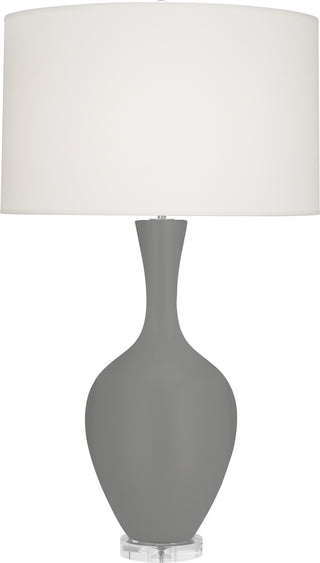 Buy matte-smokey-taupe-glazed-ceramic Audrey Table Lamp by Robert Abbey