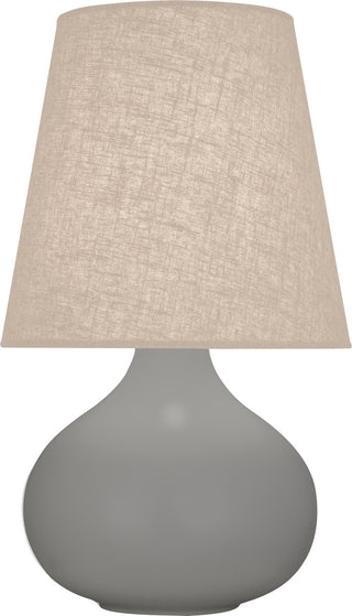 Buy matte-smoky-taupe-glazed-ceramic-with-buff-linen-shade-glass-and-amber-brown-shade June Lamp by Robert Abbey