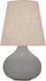 Matte Smoky Taupe Glazed Ceramic with Buff Linen Shade Glass and Amber/Brown Shade