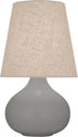 Matte Smoky Taupe Glazed Ceramic with Buff Linen Shade Glass and Amber/Brown Shade